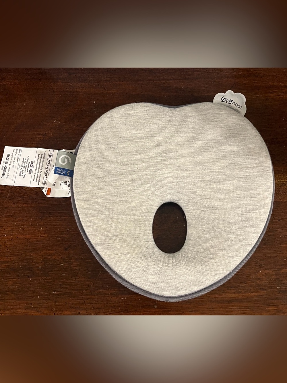 Babymoov LoveNest Original Baby Head Shaping Pillow - Light Gray - EUC